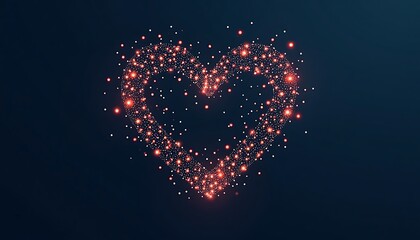 Glowing Heart Shape on Dark Blue Background