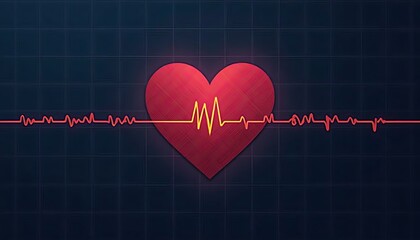 Heart Beat Illustration on Grid Background