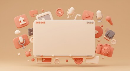 Empty digital media workspace illustration