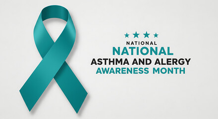 Teal Ribbon Symbol for National Asthma and Allergy Awareness Month