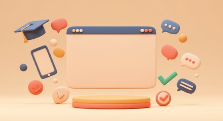 Online learning platform 3 d render design