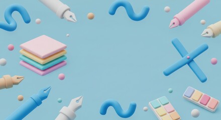 Pastel colored school supplies background image