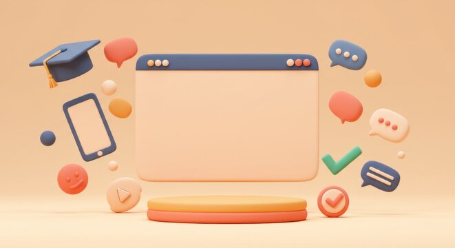 Online learning platform 3 d render design