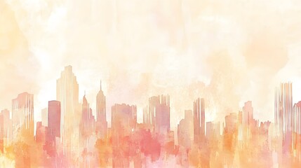 Fototapeta premium Delicate cityscape in pastel hues.