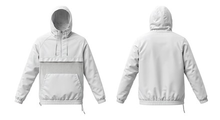 White Hooded Jacket Back View Mockup