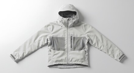 White Hooded Jacket Flat Mockup