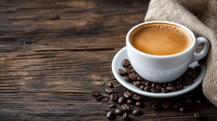 Aromatic Coffee Cup on Rustic Wooden Table