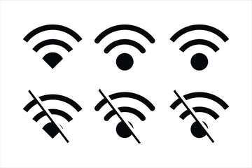 wi-fi icon and No WIFI Icons Sheet.  Wi-Fi Network Icon Set . eps 10.