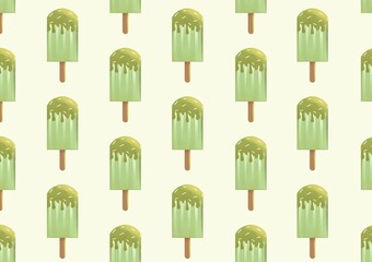 Ice cream bar vector pattern illustration with delicious matcha flavor. Perfect for wallpapers, assets, etc.