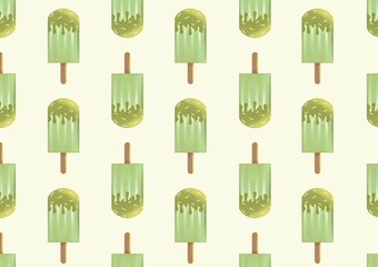 Ice cream bar vector pattern illustration with delicious matcha flavor. Perfect for wallpapers, assets, etc.