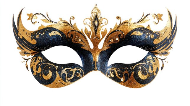 Elegant Venetian Mask: A Symphony of Gold and Midnight Blue