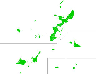 沖縄県　地図　グリーン　イラスト