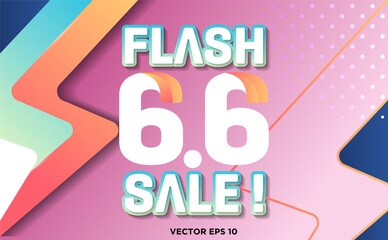 Flash sale template 6.6 june for shopping ad campaign.with lightning elements. Ads for web, social media, online shopping