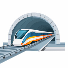 Fototapeta premium Maglev train moving through tunnel with magnetic track and streamlined look.