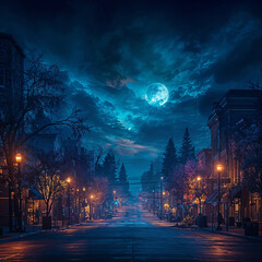 Obraz premium Celestial Surge Over Forgotten Streets. Generative AI 