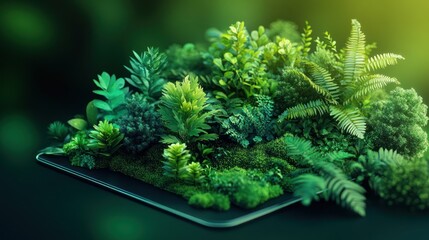Lush Green Ecosystem on a Digital Tablet: A Visualization of Sustainable Technology