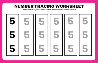Number tracing practice worksheet with Worksheet for learning numbers. Number training writes and counts numbers. Exercises handwriting practice	