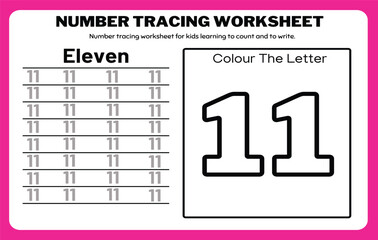 Number tracing practice worksheet with Worksheet for learning numbers. Number training writes and counts numbers. Exercises handwriting practice	