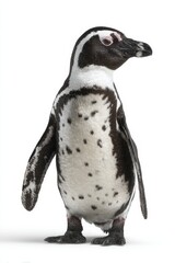 Fototapeta premium Penguin Portrait: A charming penguin, with its distinctive black and white markings, stands poised in a moment of serene contemplation.