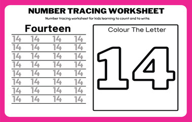 Number tracing practice worksheet with Worksheet for learning numbers. Number training writes and counts numbers. Exercises handwriting practice	