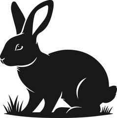 Vector cute animal rabbit drawing silhouette illustration