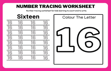 Number tracing practice worksheet with Worksheet for learning numbers. Number training writes and counts numbers. Exercises handwriting practice	