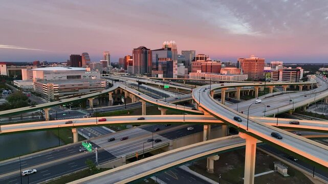DRONE SUNSET ORLANDO DOWNTOWN