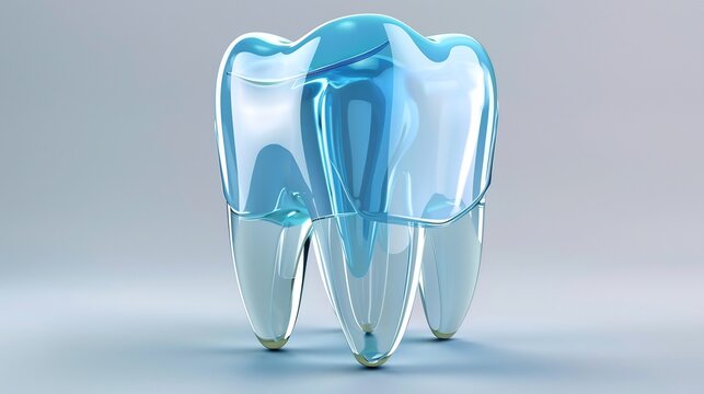 3d rendered illustration of a tooth with a protective enamel shield symbolizing fluoride protection clean white background