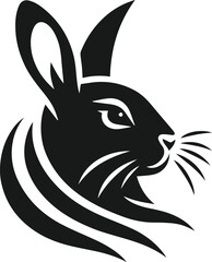 Fototapeta premium Vector cute animal rabbit drawing silhouette illustration