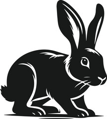 Vector cute animal rabbit drawing silhouette illustration