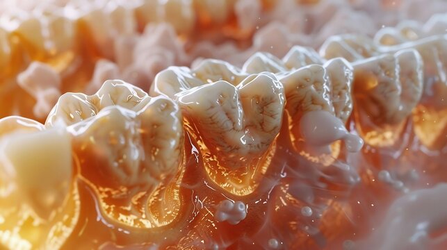 3d rendered illustration of how acidic foods weaken tooth enamel showing a gradual breakdown over time