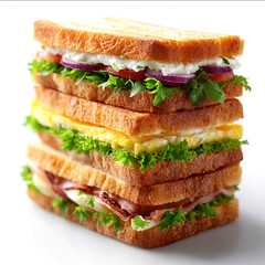 mixed sandwiches neatly arranged isolated on white fresh ingredients summer picnic vibe