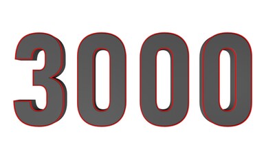 3d number 3000 on a white background.