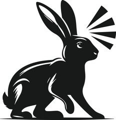 Vector cute animal rabbit drawing silhouette illustration