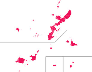 沖縄県　地図　マゼンタ　イラスト