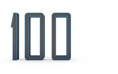 3d number 100 on a white background.