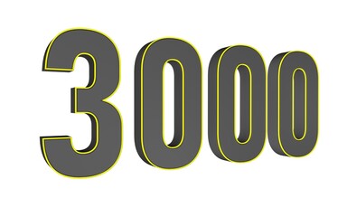 3d number 3000 on a white background.