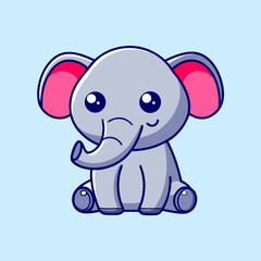 Fototapeta premium Cute Chibi Elephant Cartoon - Adorable Animal Illustration