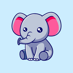 Fototapeta premium Cute Chibi Elephant Cartoon - Adorable Animal Illustration