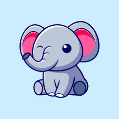 Fototapeta premium Cute Chibi Elephant Cartoon - Adorable Animal Illustration