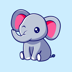 Fototapeta premium Cute Chibi Elephant Cartoon - Adorable Animal Illustration