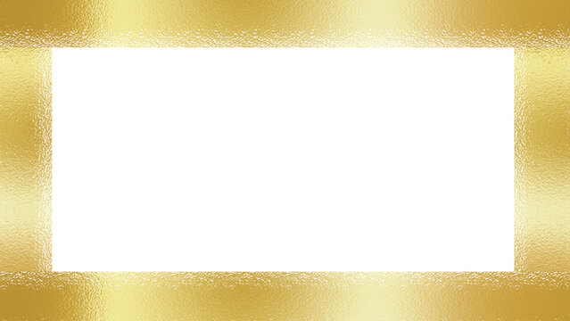 Shiny gold foil frame border on a transparent background and copy space. Vector illustration