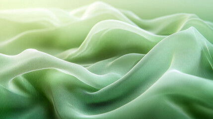 Obraz premium Ethereal green silk cascading in gentle waves a soothing reminder of nature s embrace in subtle gradients and soft