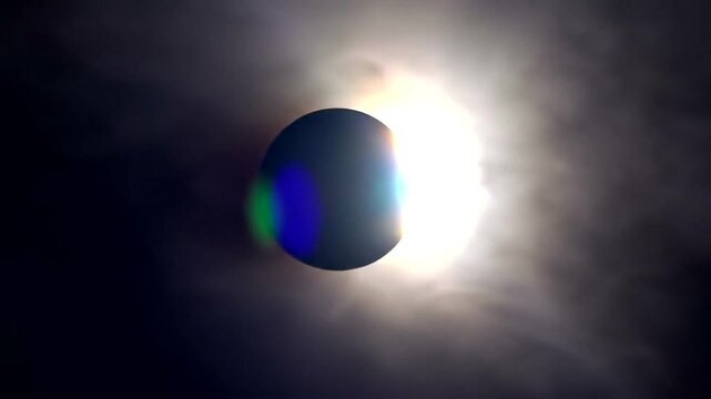 Observing Solar Eclipse in Dark Sky - Scientific Phenomenon Stock Footage