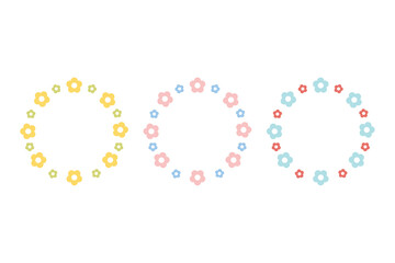 Set of cute flowers frame illustration. Spring floral wreaths or round frames with flowers illustration. Suitable for cards, invitations, decorations, clip art, etc