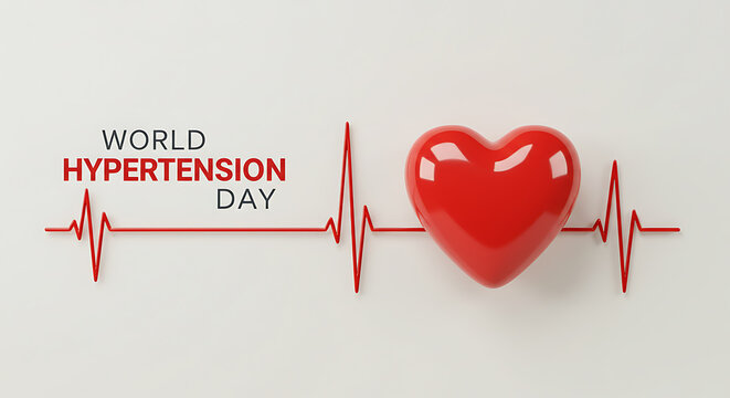 World Hypertension Day Health Concept with Heart and ECG Line - Powered by Adobe