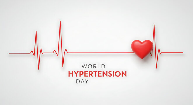 World Hypertension Day Medical Concept with Heartbeat ECG and Heart
