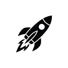 Fototapeta premium Isolated Black Spaceship Launching on Transparent Background