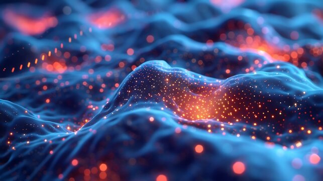 Glowing representation of nano particles repairing enamel damage on a microscopic level high tech futuristic background