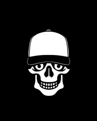skull with a hat on his head